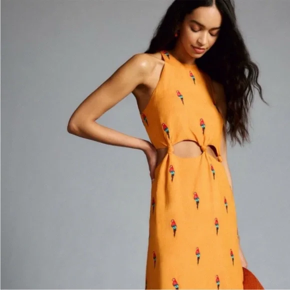 FARM Rio Orange Parrot Print Dress - Picture 4 of 13